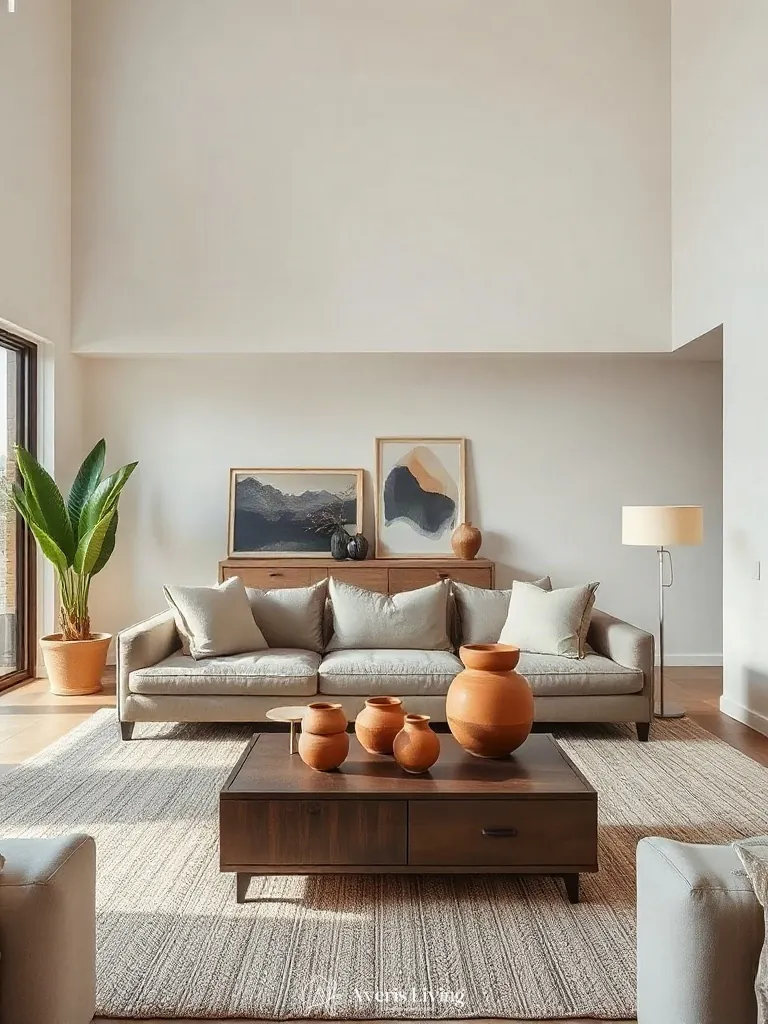 Sculptural ceramics styling minimalist storage coffee table designs.