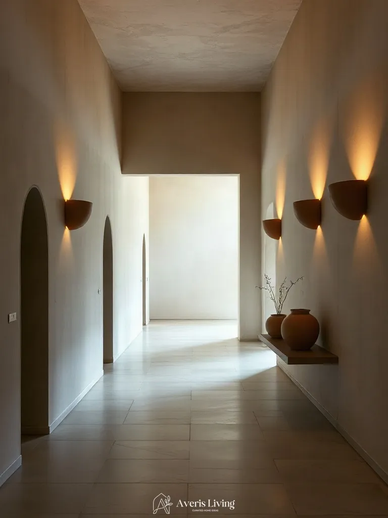 Ceramic wall sconces highlighting minimalist wabi sabi decor architecture