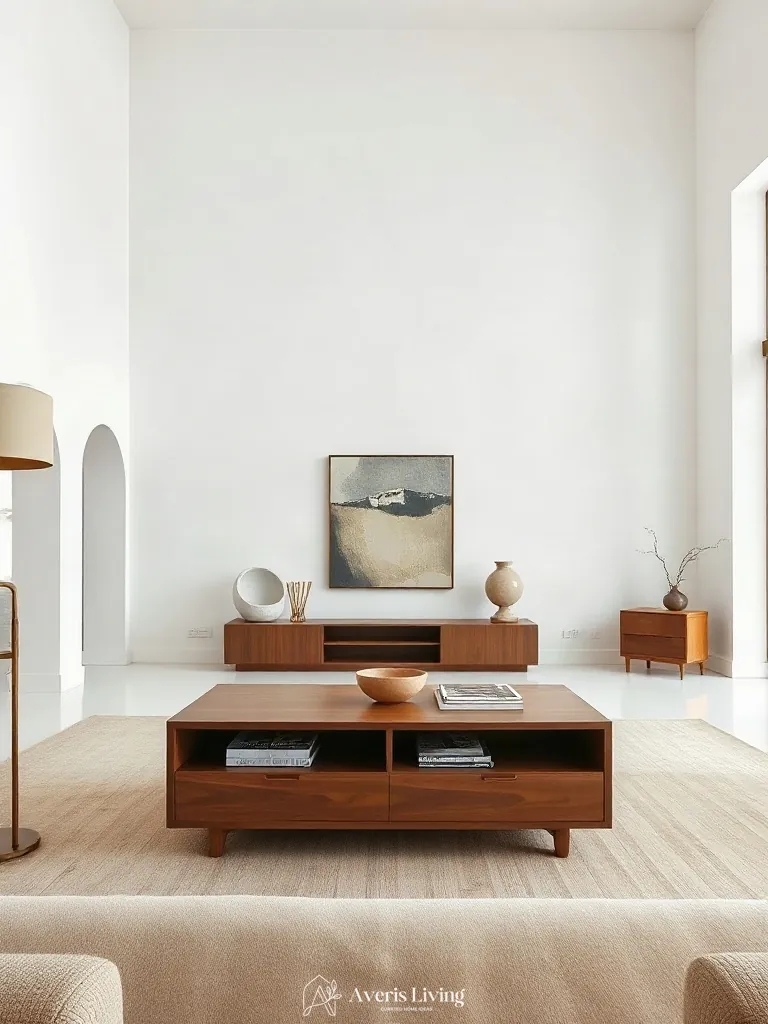 Minimalist aesthetic harmony achieved through thoughtful storage coffee table designs.