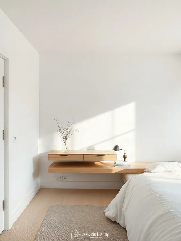 Integrated dressing and vanity areas in a neutral scandinavian bedroom