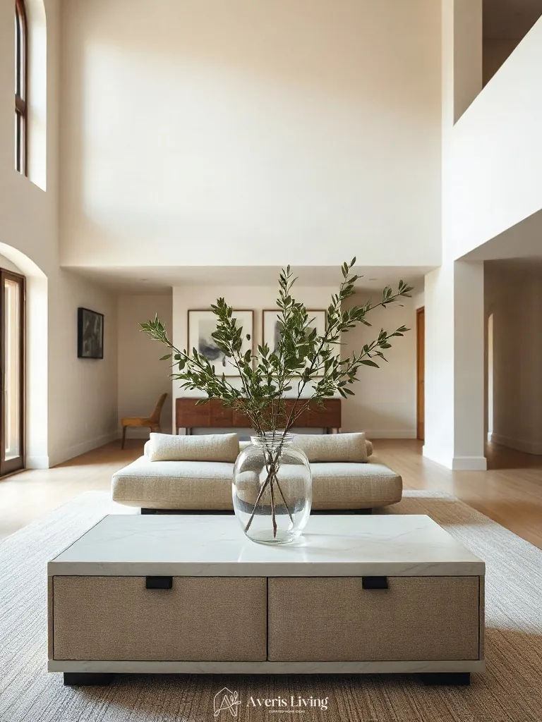 Organic botanical branches styling refined storage coffee table designs.